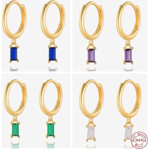CANNER Colorful Zircon 100% Real 925 Sterling Silver Hoop Earrings for Women Round Earings Minimalist Silver Jewelry pendientes