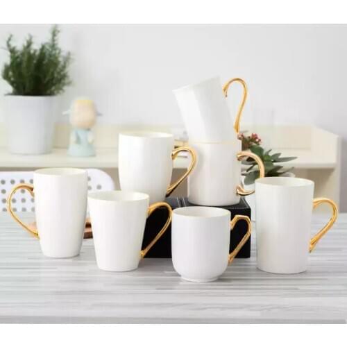 Breif Golden handgrip Ceramics Mugs coffee mug Milk Tea office Cups Drinkware the Best birthday Gift with Gift Box