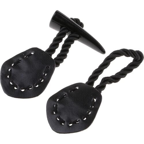 1 Set Retro Leather Horn Toggle Button Fastener Duffle Jackets Coats Clothes