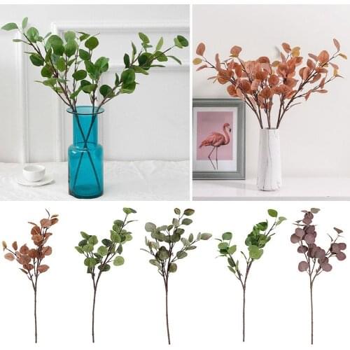 1Pc 60cm Simulation Artificial Eucalyptus Leaves Branch Home Faux Plant Decor