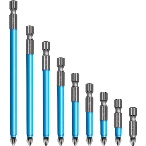 1pc S2 Anti Slip Magnetic Long Reach Electric Screwdriver Bits Set PH2 25mm-127mm 1/4 Hex Shank Single Side Reduces Tool Set