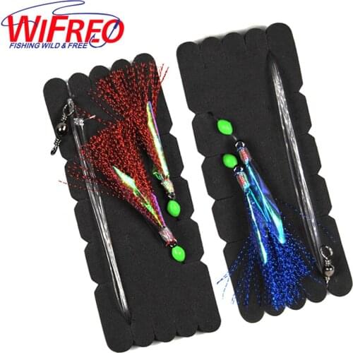 6Packs Saltwater Fishing Rigs 5/0 Flasher Rig with Foam Board Holder Blister Package Red Blue