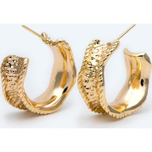 10pcs Gold Chunky Hoop Earring, Hammered Hoops, Thick Hoop Earrings (GB-1963)