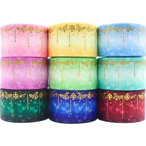 10 Yards 1.5" 38MM Bronzing Printed Grossgrain Ribbon For Hair Accessories DIY Crafts Handmade Y2021081201