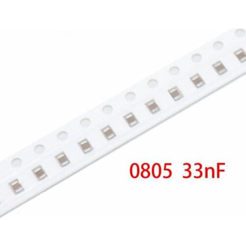 100pcs 33nF Y5V Error 20% 50V 0805 SMD Thick Film Chip Multilayer Ceramic Capacitor