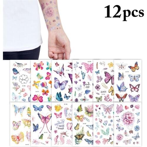 12 Sheets Kids Tattoo Sticker Cute Cartoon Water Proof Body Tattoo Pattern Tattoos Sticker Fake Tattoo Disposable tattoo sticker