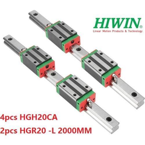 2pcs Hiwin linear rail HGR20 - 2000MM + 4pcs HGH20CA narrow blocks