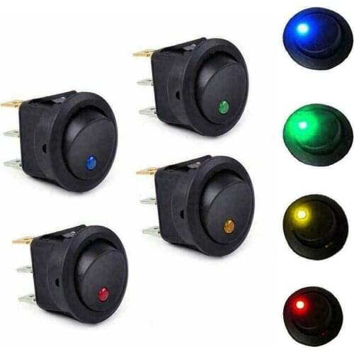 20PCS On Off Small SPST Toggle Switch DC 12V 6A LED Circular Toggle Switch Car Auto Boat Round Rocker SPST Light Switch