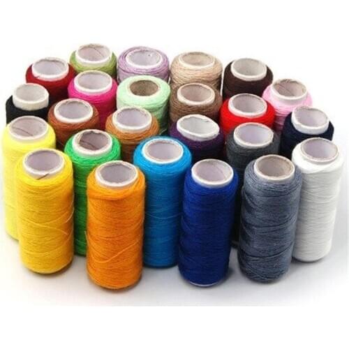 24 X Basic Assorted Sewing Threads Tin Box: 24 Different Colors Spools Polyester All Purpose Sewing