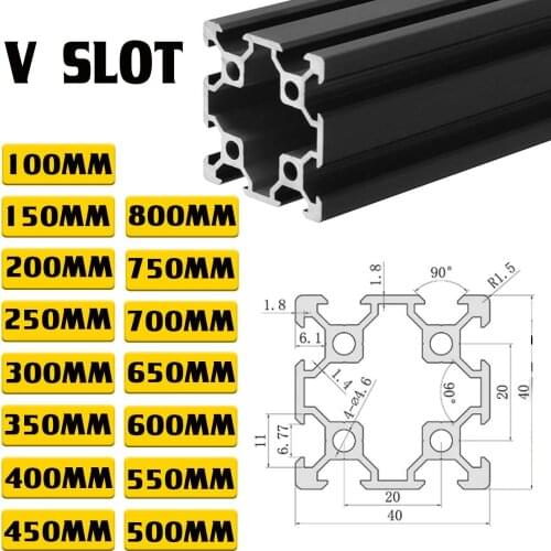 4040 Aluminum Profile 100 200 300 350 400 450 500 550 mm Linear Rail Extrusion Extrusion CNC 3D Printer Parts