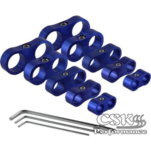 8pcs AN10 19mm Braided Hose Separator Clamp Fitting Adapter Bracket Black/Blue/Red/Silver