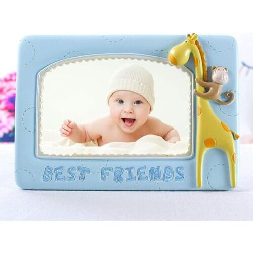European Pink Blue With Yellow Elephant Color Best Friends Signs Home Tabletop Decor Babys 6x4 inches Resin Picture Photo Frame