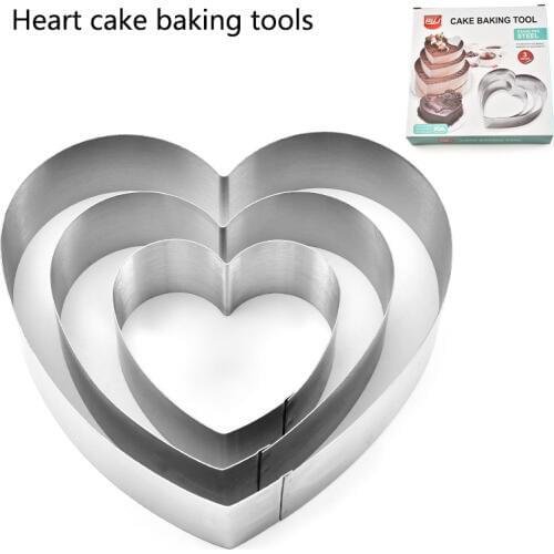 Mousse Ring 3D Heart Flower Cake Molds Stainless Steel Baking Moulds Kitchen Dessert Cake Decorating Tools with box