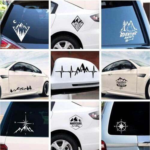 Hot Sale Mountains And Compass Car Sticker Decal Vinyl Large Art Pattern Art Cars Body Stickers Waterproof Auto Accessories
