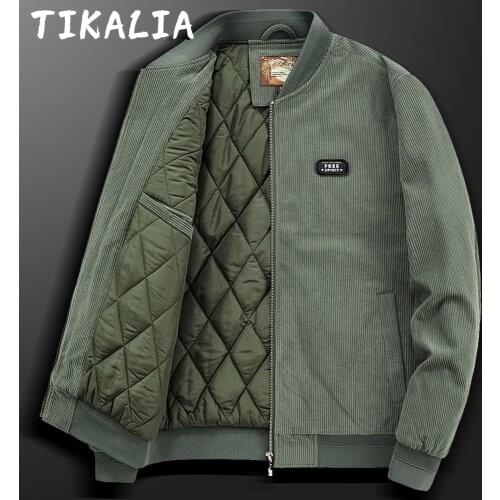 Corduroy jacket Men Fashion Autumn Thicken Jacket Men Military Vintage Style Men Streetwear Coat Warm Fall Coat Streetwear