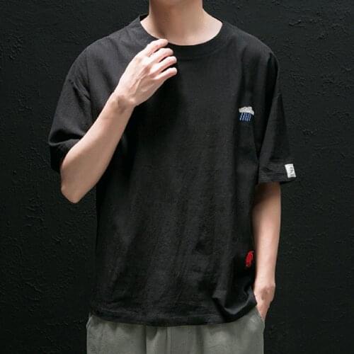 Summer Men Short Sleeve Cloud Printing O Neck Solid Color T-shirt Loose Top Streetwear Hip Hop Male Plus Size Tee shirt 3XL