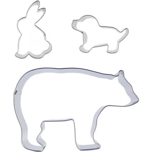 Little white Rabbit, Puppy, Big Bear shape 3 pieces biscuit cutting molds, baking tools, cake decorating soft candy tools