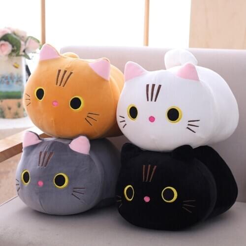 25cm Cat Shaped Soft Plush Pillows Cartoon Animal Stuffed Toy Cute Kitten Doll Cat Cushion Valentine Day Present Birthday Gift