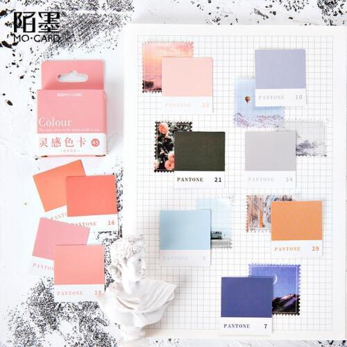 Journamm 45pcs/box Color Card Stickers Inspiration Color Card Series Kawaii Cute Sticker Plan Custom Stickers Diary Stationery