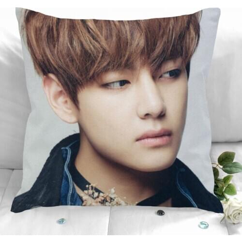 New Custom Kim Tae Hyung Pillowcases Printed Square Pillowcase Home Decorative Zipper Pillow Cover 35X35cm40X40cm(One Side)