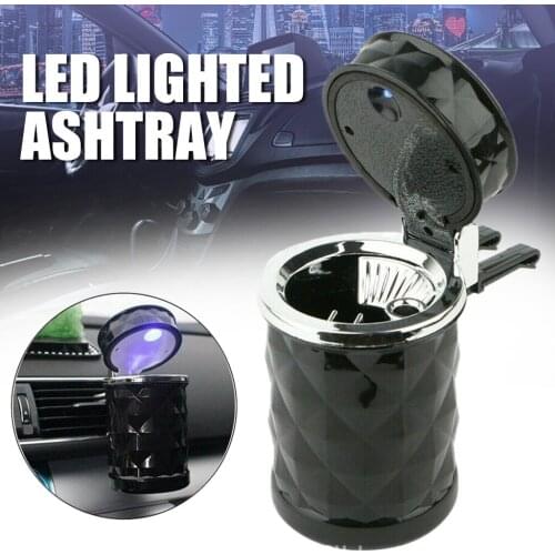 New Arrival LED Car Ashtray with Lid Travel Cigarette Smoke Ash Cup Holder Universal Cigar Garbage Container