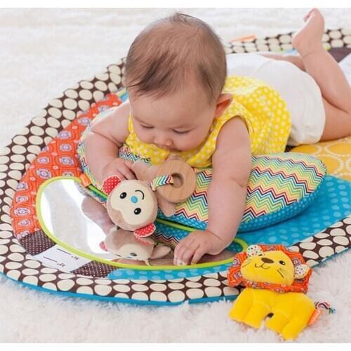 Early Childhood Teaching Height Blanket Portable Crib Colorful Game Blanket With Mirror Pillow Toy Game Blanket Kid Crawling Mat