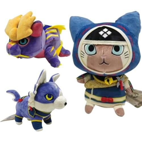 25CM Monster Hunter Rise plush toys Japanese Game Kawaii Dragon Magaimagado Ailu Cat Soft Stuffed Doll For Birthday Gift