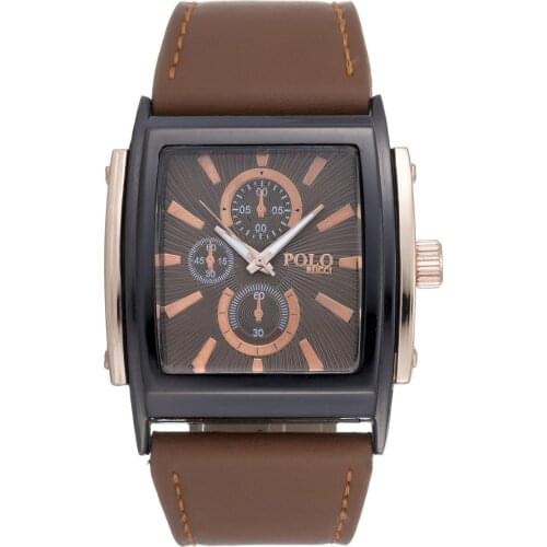 Polo Rucci 2041 Square Design With Belt Men 'S Wristwatch Watch Case Diameter 42 mm Cord Color Brown