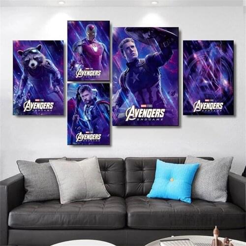 Marvel Avengers Print Posters Captain America Thor Canvas Painting For Bedroom Artwork Frameless Cuadros Decor anime wall decor