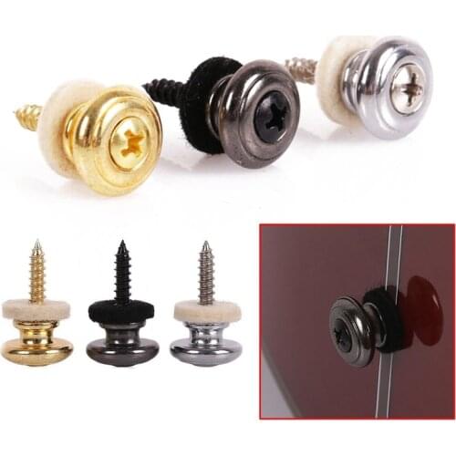 2pcs Chrome Copper Guitar Strap Locks Mushrooms Heads Guitar Bass Strap Locks Pins Belt Buckle Buttons Silver/Black/Silver New