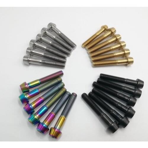 6pcs Titanium Ti Bolt M6x35mm M6*35 Tapered Conical Hexagon Socket Head Screw Allen Head Bicycle Stem Parts Bike Accesso