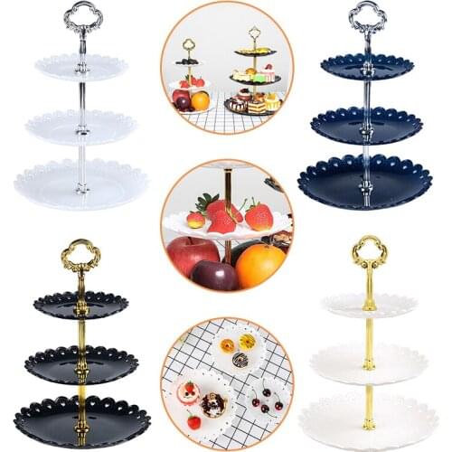 3-Tier Fruit Dessert Stand Tray Wedding Birthday Supply Cake Display Plate Family Gathering Holiday Party Decoration