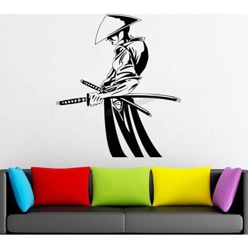 Vinyl Wall Decal Samurai and Ninja Fighting Samurai Ninja Martial Wall Sticker Office Bedroom Wall Decor Removable Sticker B011
