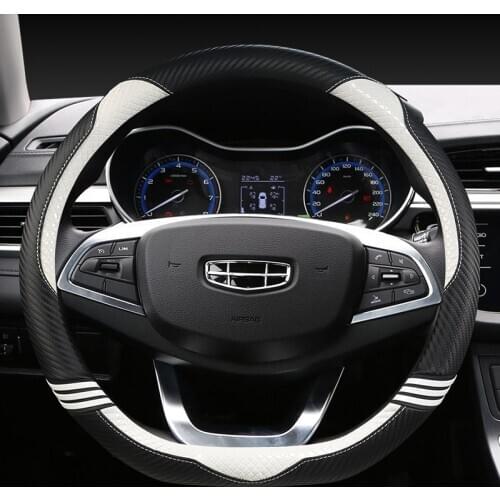 37-38CM D Shape Steering Wheel Cover PU Leather for Geely Atlas Emgrand EC7 Coolray VW Golf 7 Hyundai Santa fe 2014-2020