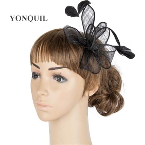 Elegant Women Fashion Sinamay Fascinator Gril Hair Pins Headwear Party Show Headband Bridal Wedding Hat Fancy Hair Accessories