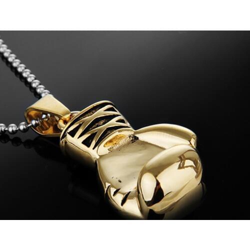Gold Color Boxing Glove Necklace Chain Boxing Glove Pendant Necklaces Stainless Steel Boys Charm Fashion Sport Fitness Jewelry