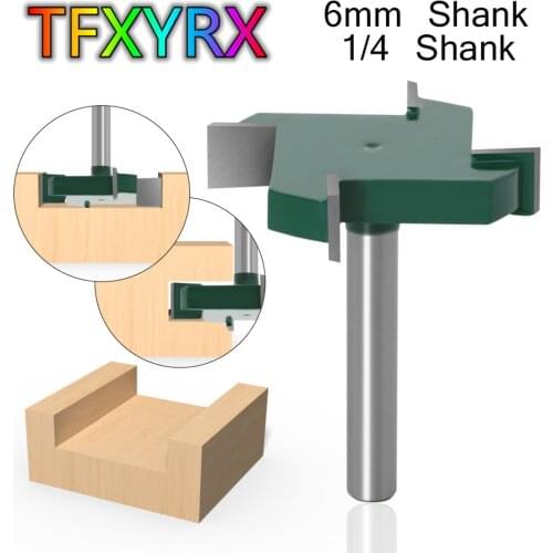 1pc 6mm 1/4 inch Shank 4 Edge T Type Router Bit Slotting Cutter for Wood Industrial Grade Woodworking Milling Tool