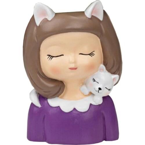 1Pc Girl Statue Flowerpot Creative Resin Plants Pot Succulent Planter Purple