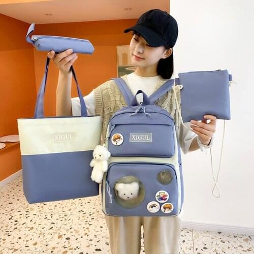 4PCS Set Kawaii Womens Backpacks School for Girls Cute Backpacks for School Teenagers Girls Shoulder Bags