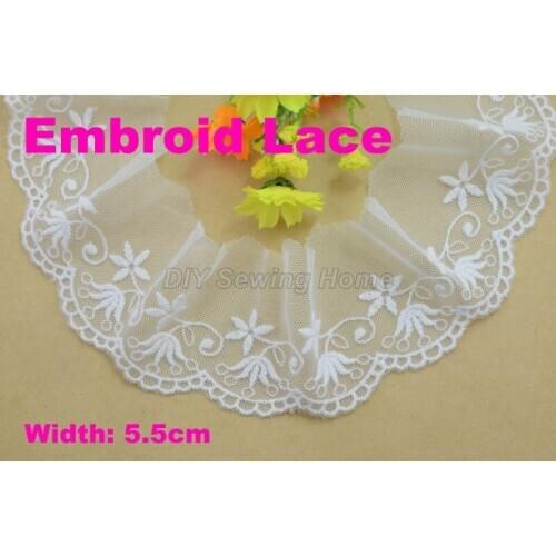 5.5cm width Cotton embroid lace sewing ribbon guipure trim or fabric warp knitting DIY Garment Accessories free shipping#3333