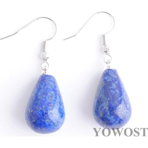 5 Pairs Women Drop Earrings Natural Lapis Lazuli Gem Stone Teardrop Bead Reiki Healing Earrings Bohemian Jewelry QR3155