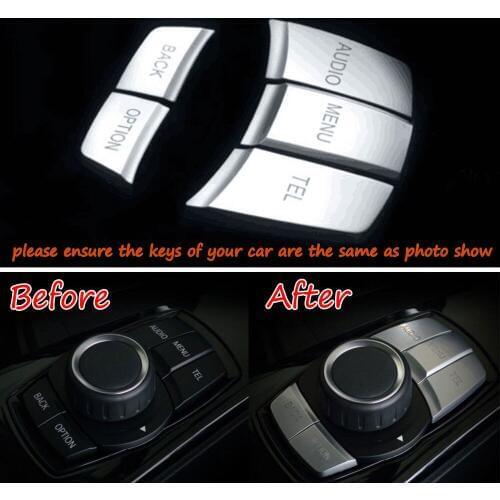 5Pcs ABS Auto Interior Multi-Media Switch Button Cover Trim Fit For 120i 220i 228i 328d 330i 340i 428i 435i 520i 528i 535i 740i