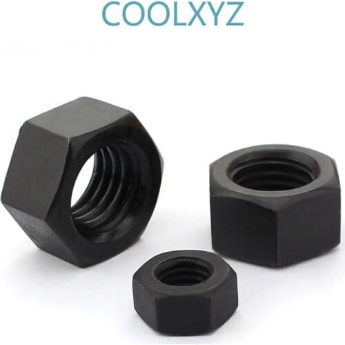 8.8 12.9 Grade High Strength Black Hexagon Nut Screw Hex Nut cap M2-M14 10PCS