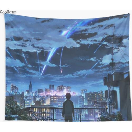 Anime Kimi no na wa your name Wall Tapestry Cover Beach Towel Throw Blanket Picnic Yoga Mat Home Decoration