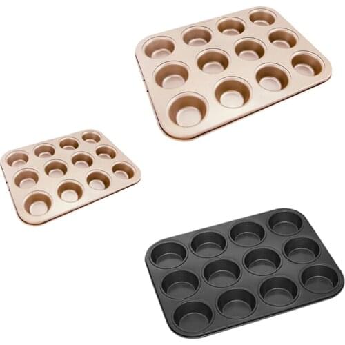 Nonstick Carbon Steel 12 Holes Cake Baking Mold Kitchen DIY Chocolate Cookies Cupcake Muffin Pan Bakeware Maker Tool Dishwasher