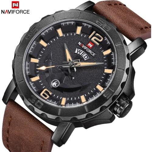 The New NAVIFORCE Top Luxury Brand Men for Black Watch Quartz Military Sports Casual Watch Leather Male Clock Relogio Masculino
