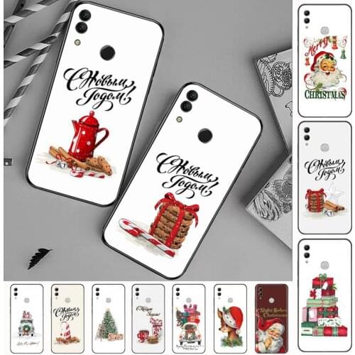 New year merry christmas red holiday Phone Case For Huawei Honor view 7a5.45inch 7c5.7inch 8x 8a 8c 9 9x 10 20 10i 20i lite pro