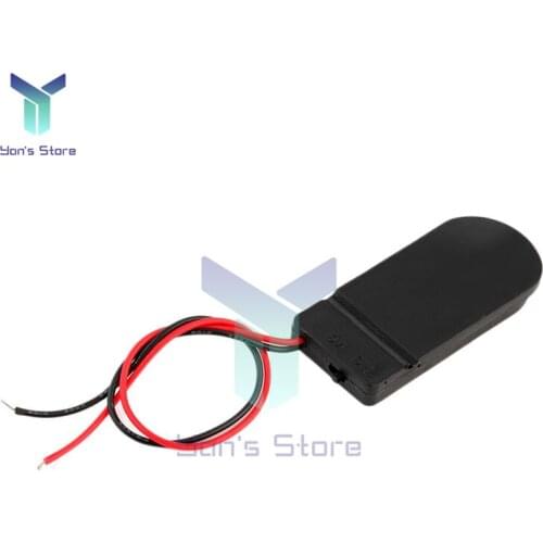 5Pcs CR2032 Batteries Holder Box Case Button Coin Cell Battery Holder Case Battery Storage Black Box 6V Wire Lead ON/OFF Switch