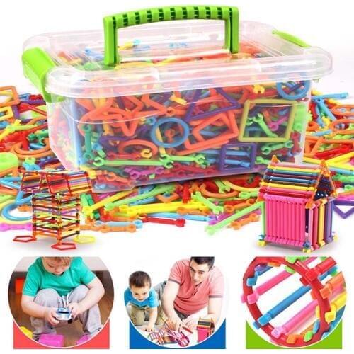 Kids Building Blocks Toy Set with Box Flexible Mixed Shape Sculpting Sticks DIY Educational Toys NSV775