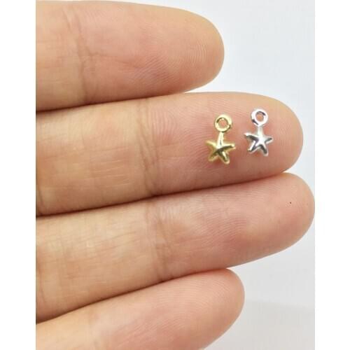 Eruifa 30pcs 4mm Mini Star Zinc alloy Jewelry DIY Charms Pendant Necklace,Eearrings 2 Colors